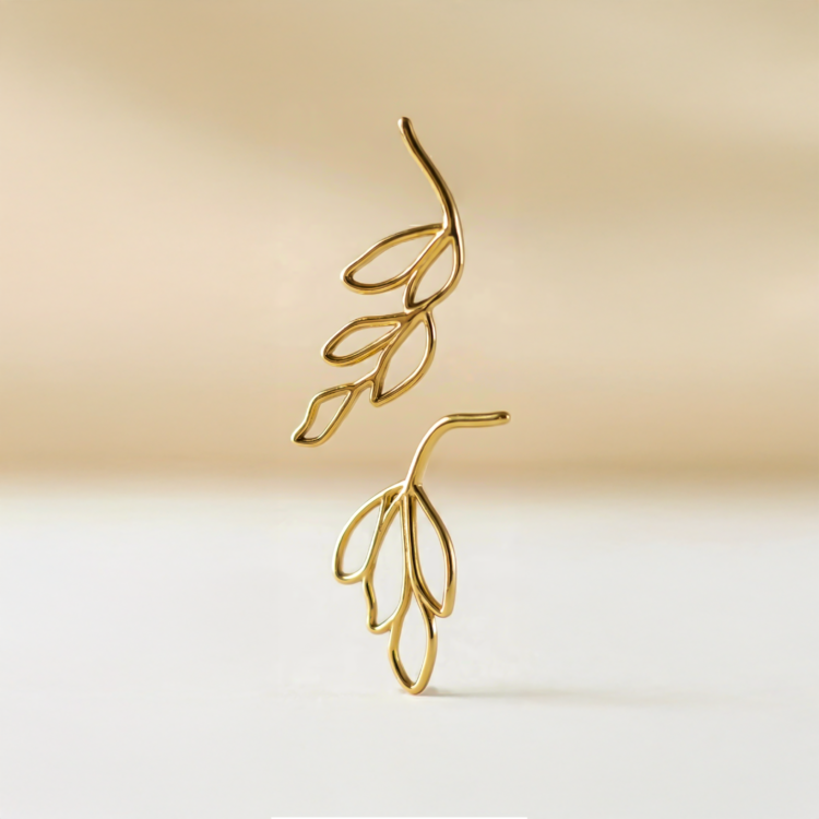 Golden Foilage Earring